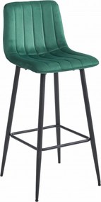 Scaun de bar POZZA VELVET cu picioare negre, verde inchis