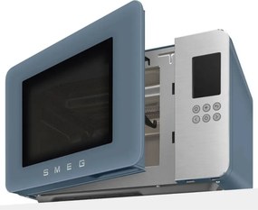 Cuptor cu microunde cu gratar 4in1 SMEG Collezione MOC01SBMEU, 1900 W, 29 l, 18 programe, Inchidere lenta, Semnal sonor, Ecran LCD, Albastru