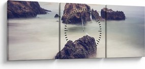 Tablou cu stânci în ceață (cu ceas) (90x30 cm)