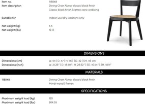 Scaun LUX design clasic Alvear negru, ratan