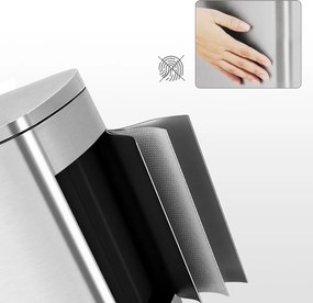 Coș de gunoi TIDY cu închidere lentă, 50 l, argintiu SongmicsHome