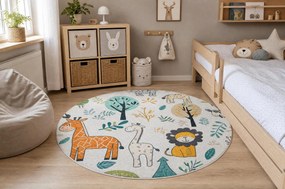 BAMBINO 61570 cerc covor lavabil Animale, Africa pentru copii anti-alunecare - cremă / verde