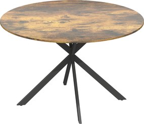 HOMCOM Masă rotundă pentru 4 persoane, masă de bucătărie în stil industrial cu picioare din oțel, pentru sufragerie, bucătărie, Maro rustic | Aosom Romania