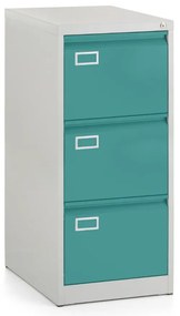 Dosar metalic A4 - 3 sertare, 45,5 x 62 x 101,5 cm, încuietoare cu cilindru, verde - ral 6033