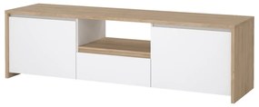 Comodă TV albă-în culoare naturală cu aspect de lemn de stejar 179x52x48 cm Next – Tvilum