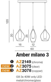 Lustra moderna AMBER MILANO 3 clar ZZ AZ3075