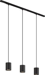 Sistem de iluminat cu șină modern cu 3 lumini suspendate negre monofazate - Iconic Holt