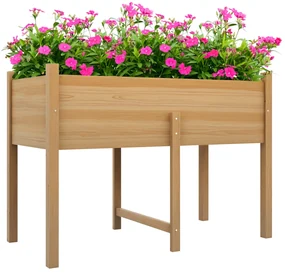 Outsunny Pat de Gradina Inaltat din Lemn 115x55x80cm cu Orificii de Scurgere pentru Legume Flori | Aosom Romania