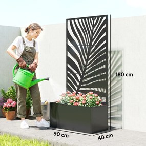 Outsunny Jardinieră cu spalier, ladă de flori, cu paravan, pentru plante cățărătoare, metal, 90 x 40 x 180 cm, negru | Aosom Romania