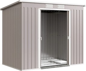 Outsunny Magazie Grădină pentru Unelte cu Acoperiș Înclinat, Metalică, Ușă Dublă și Fante de Ventilație, 213x130x172 cm | Aosom România