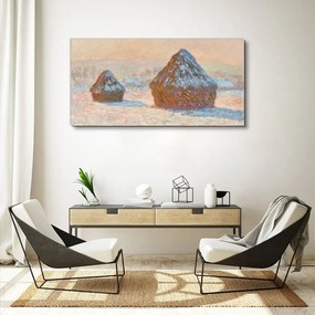 Tablou canvas Grainstacks Snow Monet Effect