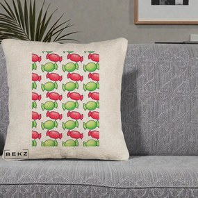 Perna Decorativa Bomboane Craciun Pattern, 40x40 cm, Bej Canapea, Husa Detasabila, Perna Inclusa, BEKZ®