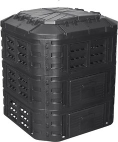 Composter din plastic pentru grădină, 860 l, negru