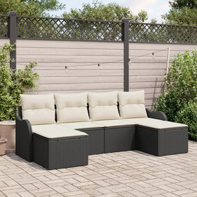 Set de canapea de grădină vidaXL 6 Piese cu perne Negru Poli Ratan
