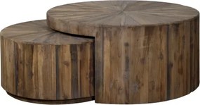 Set 2 măsuțe de cafea natur din lemn reciclat 81,5x38 cm și 63,5x31 cm, „Grenier"