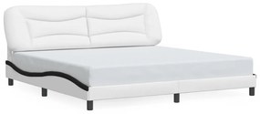 3208029 vidaXL Cadru de pat cu tăblie alb și negru 200x200cm piele artificială