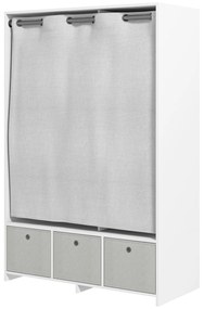 HOMCOM Dulap pentru haine dulap de depozitare cu bară cortină 3 sertare din material textil detașabile 105 x 48 x 160 cm alb | Aosom Romania