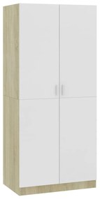 800626 vidaXL Șifonier, alb și stejar sonoma, 80x52x180 cm, PAL