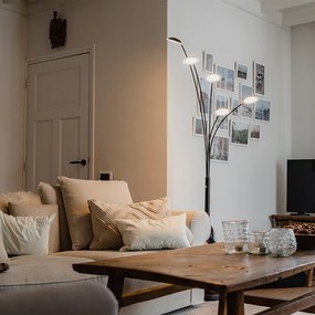 Lampa de podea de design neagră cu LED dimmer cu 5 lumini - Sixties Trento