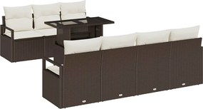 vidaXL Set de canapele pentru grădină 8 pcs Maro și Crem poliratan