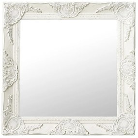 vidaXL Oglindă de perete în stil baroc, alb, 50 x 50 cm