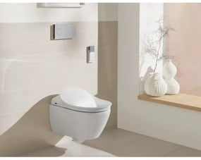 Set vas WC rimless suspendat Villeroy&amp;Boch Subway 2.0, DirectFlush, cu capac ViClean, functie de bideu si racord ViClean