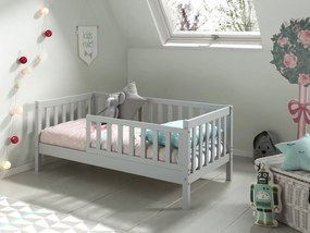 Pat Toddler gri pentru copii mici, 70 x 140 cm, cu laturi înalte pentru siguranță – Vipack