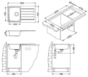 Chiuvetă de bucătărie ALVEUS 1065560 LINE 86x50 cm crom
