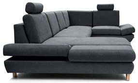 Colțar extensibil tapițat cu spațiu de depozitare, în formă de U AVESTA, antracit