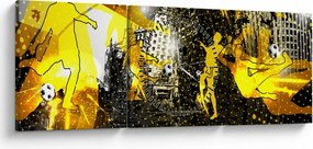 Tablou - Fotbal în marele oraș (cu ceas) (90x30 cm)