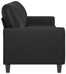 Canapea cu 3 locuri, negru, 180 cm, piele ecologica