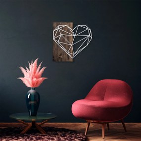 Accesoriu decorativ de perete din lemn Heart argintiu