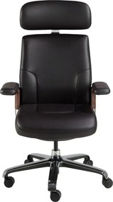 Scaun de birou modern piele sintetica si furnir de nuc Black