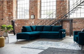 Colțar turcoaz extensibil cu tapițerie din catifea (cu colț pe partea stângă ) Lofty Lilly – Miuform