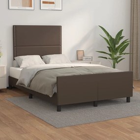 3125503 vidaXL Cadru de pat cu tăblie, maro, 120x200 cm, piele ecologică