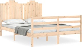vidaXL Cadru de pat cu tăblie, dublu, lemn masiv