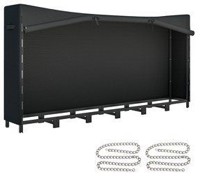 Outsunny Suport de Lemne pentru Exterior din Oțel, cu Acoperire Impermeabilă Oxford 600D, Structură Reglabilă și Lanțuri Metalice, Suport de Lemne Ridicat, 0.8m³, 235x31x116 cm, Negru | Aosom Romania