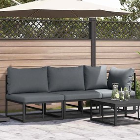 vidaXL Mobilier pentru Exterior cu pernă cu pernă 3 pcs Negru Aluminiu