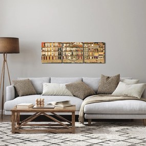 Tablou - Cartierul Waterfront, Portugalia (cu ceas) (90x30 cm)
