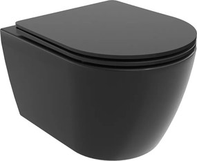 Mexen Carmen vas wc fără ramă cu capac slim cu închidere lentă, duroplast, negru mat - 30881085