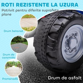 AIYAPLAY ATV Electric pentru Copii 18-36 Luni cu Lumini LED, Claxon și Pedale, 65.5x38.5x43.5 cm, Albastru | Aosom Romania