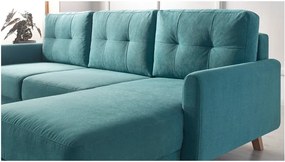 Colțar extensibil cu șezlong pe partea dreaptă Bobochic Paris Balio, turcoaz