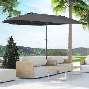 Outsunny Umbrela de Soare Dubla de Gradina 460x270x240cm cu Deschidere prevazuta cu Manivela, Otel si Poliester, Negru