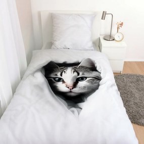 Lenjerie de pat din bumbac pentru copii Herding Cat, 135 x 200 cm, 80 x 80 cm