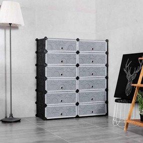 Dulap tip pantofar modular din plastic-negru