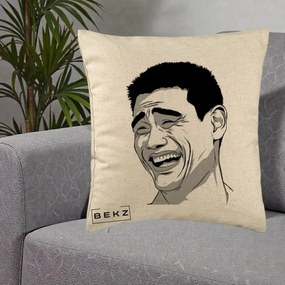 Perna Decorativa Yao Ming Meme, 40x40 cm, Bej, Husa Detasabila, Perna Inclusa, BEKZ®