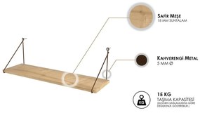 Raft în culoare naturală cu aspect de lemn de stejar 72 cm Armoni – Kalune Design