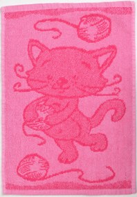 Prosop pentru copii BEBÉ roz pisica 30x50 cm
