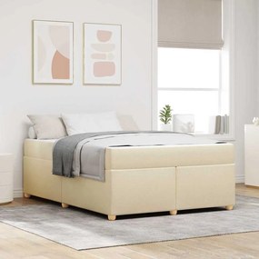 vidaXL Cadru de pat cu saltea Crem 140 x 200 cm țesătură