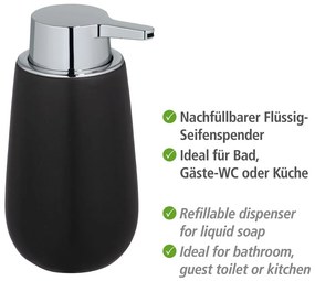 Dozator din ceramică pentru săpun Wenko Badi, negru